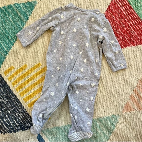 Little Me Baby Footie — gray and white stars - Picture 4 of 6